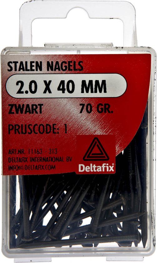 Deltafix Stalen Betonnagels 2,0 x 40 mm - Zwart Staal - Profi - 70 gram
