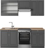 Vicco Fame-Line Complete keukeneenheid – 200 cm, WB Eik Anthrazit-Gold Landhaus