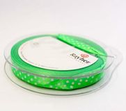 Rayher Hobby satijnen lint met stippen 9,5 mm appelgroen 10 meter