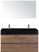 BES LED Maxx XL Badmeubelset 120 cm - Tabacco - Wastafel Kube Enkel Zwart 2 Kraangaten met Spiegel