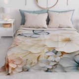 PETTI Artigiani Italiani - Sprei voor Frans bed, lente, zomer, lichte deken voor Frans bed, beddengoed Mariposa 100% Made in Italy