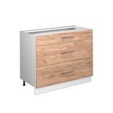 Vicco Keukenonderkast Fame-Line, Goudkleurig Eiken/Wit, 100 cm