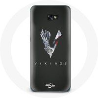 Maniacase Hoesje voor Samsung Galaxy A3 2017 Vikings Serie Seizoen 6 logo V Zwaard Grijs Zwarte Achtergrond