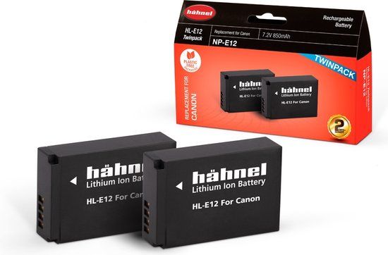 Hahnel HL-E12 Accu 2-pack voor Canon LP-E12 - 850 mAh