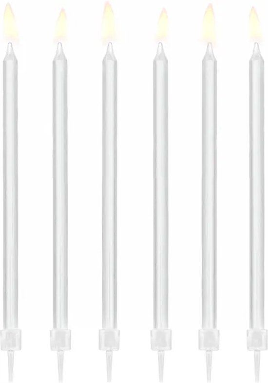 PartyDeco Verjaardagskaarsjes Wit (12 stuks)
