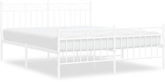 vidaXL Bedframe - Metaal - Wit - 150x200 cm