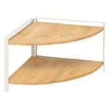 5Five Keuken/aanrecht hoek rekje - metaal/bamboe hout - 30 x 30 x 20 cm - organizer - naturel/wit - 2 laags