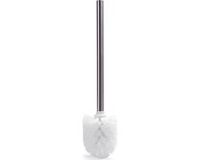 MSV Toiletborstel los model - witte kunststof borstel - RVS steel - D8 x 32 cm