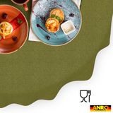 ANRO Tafelkleed Olijfgroen linnenlook Ovaal 180x140cm Rechte rand Afwasbaar Waterafstotend
