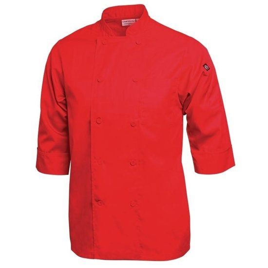 CHEF WORKS - COLOUR Chef Works gekleurde koksbuis 3/4 mouw rood Maat L