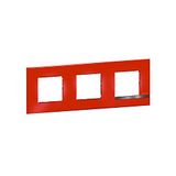 Legrand BTAL9RU3 Altège Collection decoratieschild, 3 plekken, robijnafwerking, glanzend, met rand, aluminiumlook