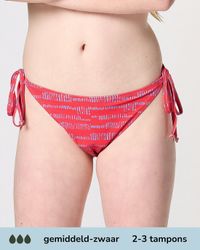 moodies period undies Moodies menstruatie zwemkleding tiener - Bikinibroekje touwtjes - gemidddeld-zwaar kruisje - maat 176/188 (M) - Print Rood