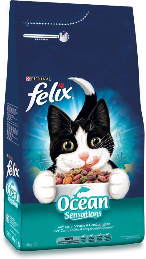FELIX Ocean Sensations - met Zalm Koolvis & toegevoegde Groenten - kattenvoer - 4 kg