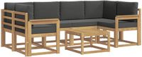 vidaXL Hoek loungeset 6 zitplaatsen Acacia hout Wit en antracietkleurig