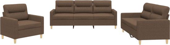 vidaXL 4-delige Loungeset met kussens stof bruin