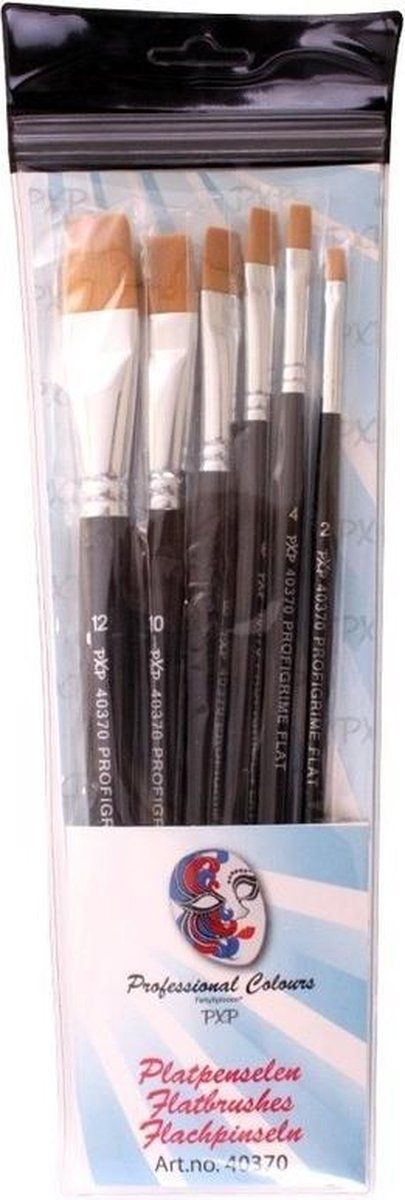 PartyXplosion Schmink Penselen Set - 6 Platte Penselen - Synthetisch - Multi