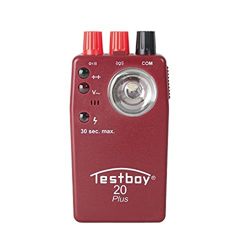 Testboy 20 Plus externe spanningsbeveiligde continuïteitstester CAT II 300 V, elektrisch gereedschap (contactloze spanningssensor, krachtige LED-zaklamp, in seconden), rood