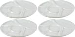 Merkloos / Sans marque 4x White Fondue/Gourmet/BBQ Plates 22.7 x 1.8 cm 6 Compartments - Square Dinner Plates - Porcelain - Dishwasher & Oven Safe