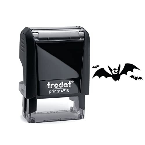 Trodat - Creatieve decoratieve stempel Printy 4910 zelfkleurmiddel, Halloween-collectie, PIPISTRELLO, kleur stempel zwart, cartridge inclusief kleur zwart