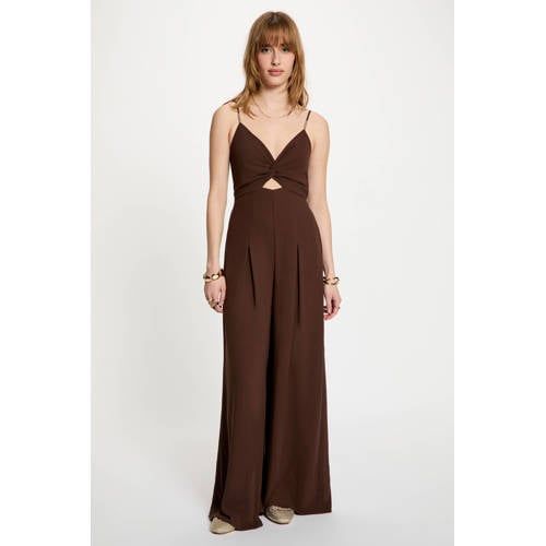 Morgan Morgan jumpsuit met cut-out - donkerbruin