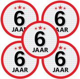 Bellatio Decorations 6 jaar leeftijd sticker - 10x - rond - Dia 15 cm - 6 jaar verjaardag - jubileum - leeftijd versiering