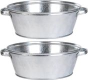 Merkloos 3x Ronde zilveren zinken teilen 11 liter