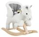 Cheval à bascule en peluche - Animal à bascule avec son - Blanc et gris - 71 x 32 x 57 cm - 18-36 mois