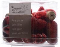 Decoris Figuur Glas Ton Sur Ton - Rood - (12 Stuks)