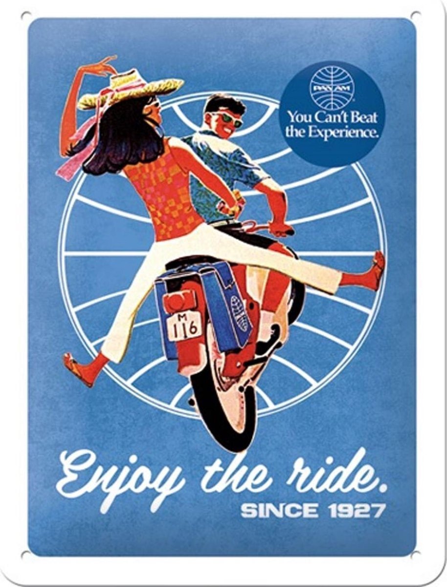 Nostalgic Art Merchandising Pan Am Enjoy The Ride Metalen Bord - 15 x 20 cm