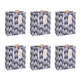 Eurowrap - X-32811-3Cpack - Set van 6 Kerstcadeauzakken - Middel Formaat 21,5x10,2x25,3cm - Dennenbomen - 210g