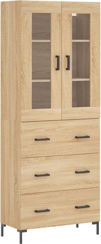 vidaXL Hoge kast 69,5x34x180 cm bewerkt hout sonoma eikenkleurig