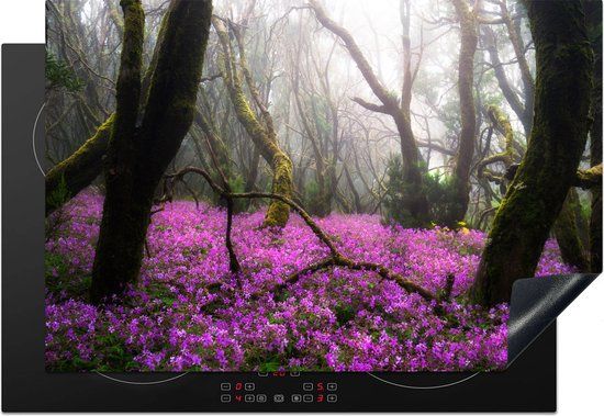 KitchenYeah® Inductie beschermer 77x51 cm - Knalroze bloemen in Nationaal park Garajonay - Inductiebeschermer