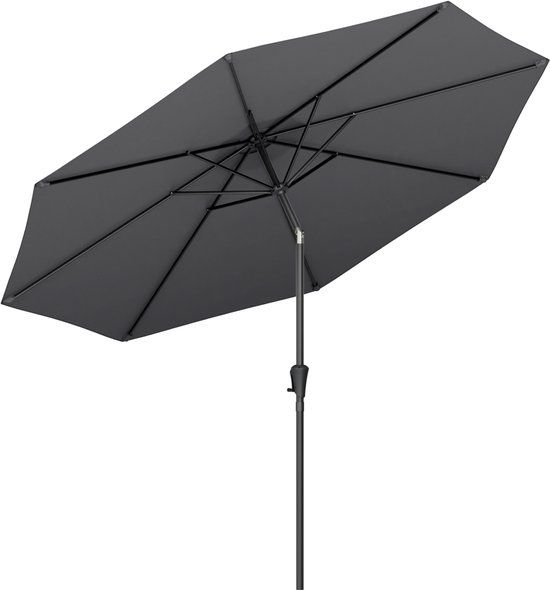 LifeGoods Parasol - Donkergrijs - Ø300 cm - Stokparasol - Waterdicht - UPF50+
