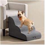 Feandrea EUZIEL International GmbH Hondentrap – 4 treden – Antislip en waterdicht – Imitatie suède en corduroy – Leigrijs – 57 x 40 x 40 cm