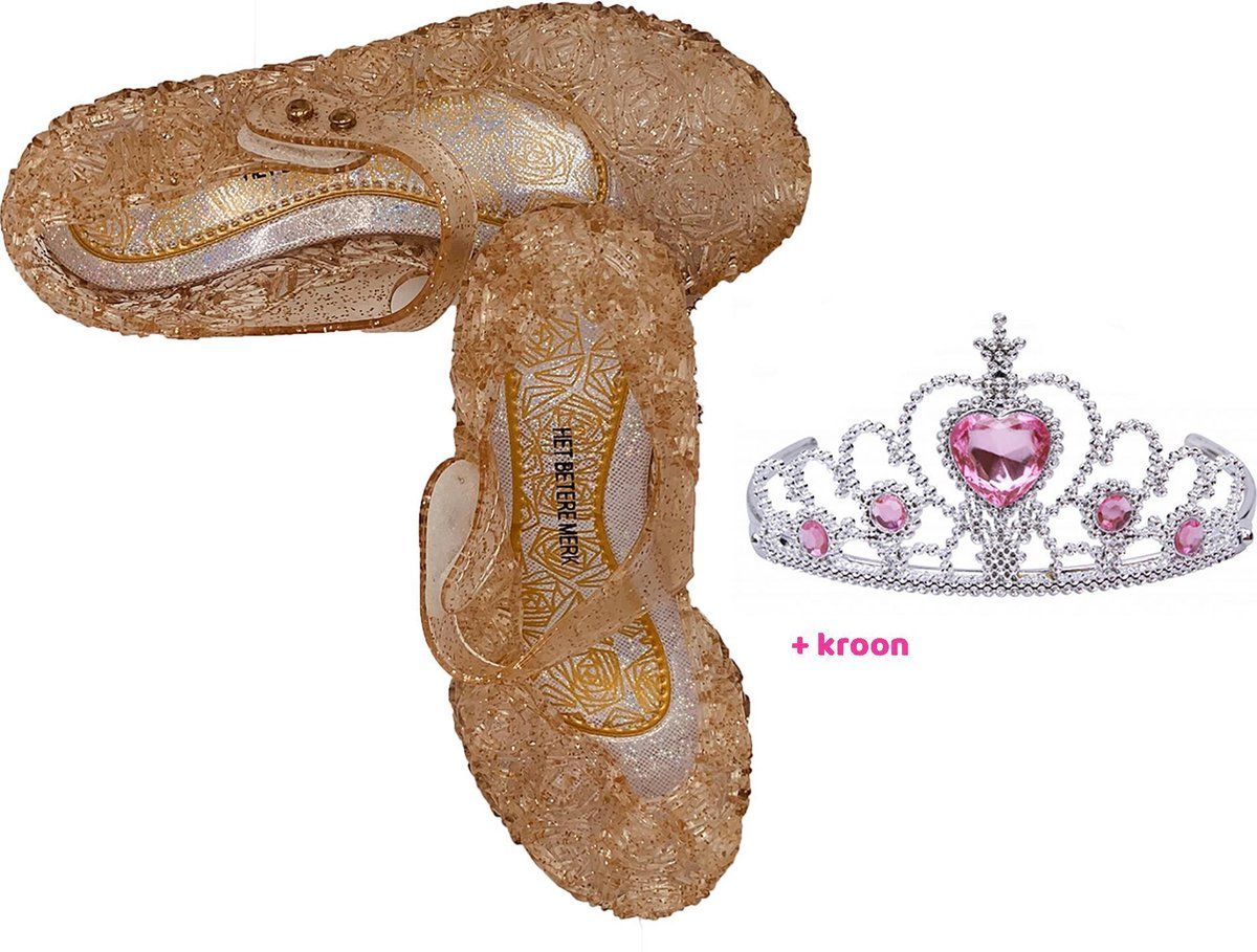 Het Betere Merk Frozen Prinsessenschoenen - goud - maat 29 - Giftset met Tiara