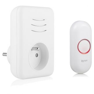 Byron Plug-in deurbel | Draadloos | 150 meter | Doorsteekstekker | Penaarde | 8711658441337