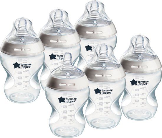 Tommee Tippee Closer to Nature Zuigflessen - 6 x 260ml - Anti-colic - Gemengde Kleuren