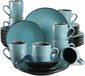 vancasso, service de vaisselle 32 pièces, service de table avec bols, tasses, assiettes à dessert et assiettes plates pour 8 personnes, vert