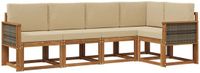 vidaXL Hoek loungeset 5 zitplaatsen Polyester Natuurlijk en Beige