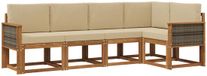 vidaXL Hoek loungeset 5 zitplaatsen Polyester Natuurlijk en Beige