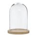 Atmosphera Home decoratie glazen stolp op houten plateau - glas/lichtbruin - D15 x H24 cm - Woonaccessoires