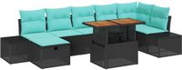 vidaXL Tuinbank Set Zwart Polyrattan