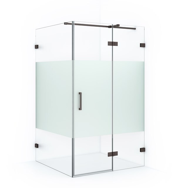 Maxaro Douchecabine Diamond 110x100cm 8mm Helder Veiligheidsglas met Matte Strook Zwart Metaal