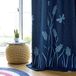 Melodieux Tarwe borduurwerk linnen getextureerd gordijn voor woonkamer slaapkamer, rustieke boerderijstijl vlas gordijn doorvoertule, blauwe tarwe/marine, 132 bij 213 cm (1 paneel)