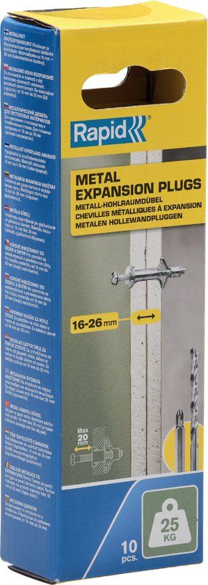 Rapid Hollewandplug voor Plaatdikte 16-26mm – 25 kg (10 st.)