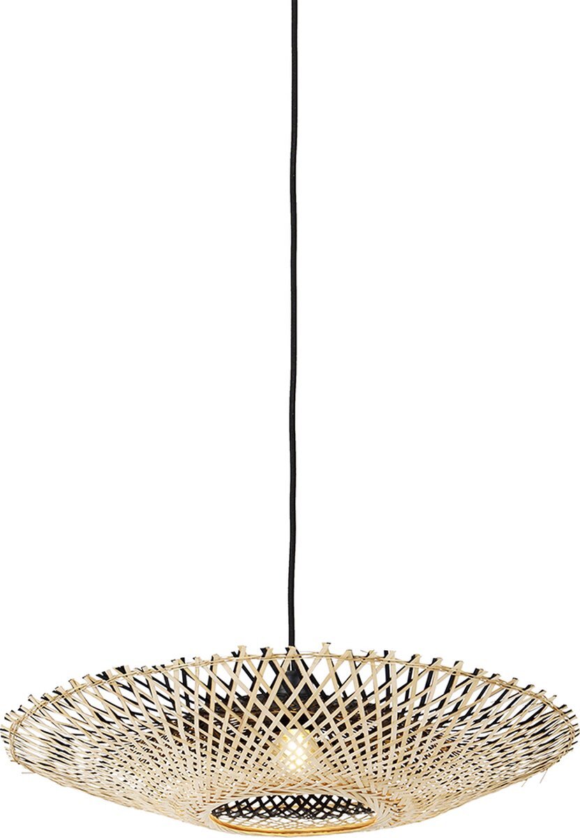 QAZQA rina - Oosterse Hanglamp - 1 lichts - Ø 50 cm - Naturel - Woonkamer | Slaapkamer | Keuken