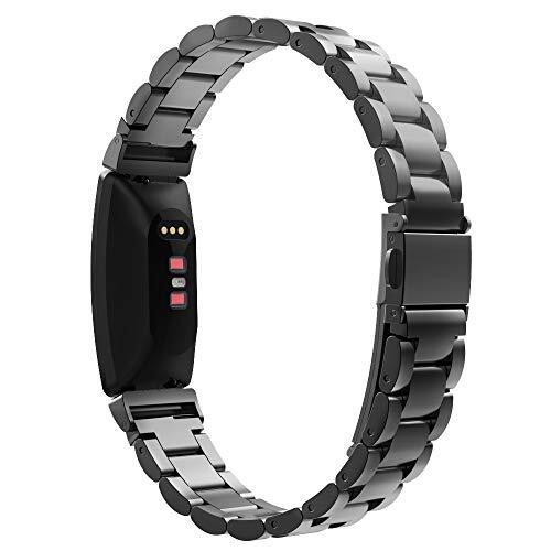 MoKo Roestvrij stalen horlogeband, compatibel met Inspire/Inspire HR/Inspire 2 Smart Watch, metalen armband, vervangende armband, armband met Watch Lugs Fit Inspire/Inspire HR - zwart