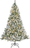 Bellatio Decorations kunst kerstboom - 210 cm - met sneeuw en verlichting