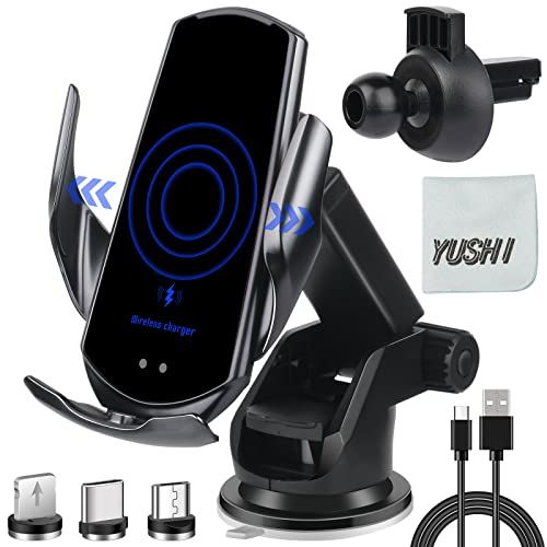 YUSHI draadloze auto-oplader - 15W - Automatische sensor - Car Mount - Ventilatiebeugel & roterende beugel