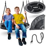 Neo-Sport Nestschommel voor buiten, 100 cm, hangschommel met frame, maximale belasting 150 kg, waterdicht, rond, zwart/grijs